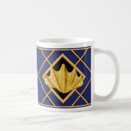 Gold Clam & Ship Rope Navy Blue Nautical Mok/Cup Koffiemok