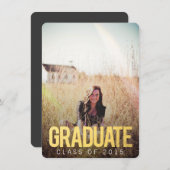 GOLD CLASS OF 2015 AFSTUDEREN FOTO UITNODIGEN KAART (Voorkant / Achterkant)
