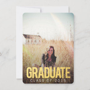 GOLD CLASS OF 2015 AFSTUDEREN FOTO UITNODIGEN KAART