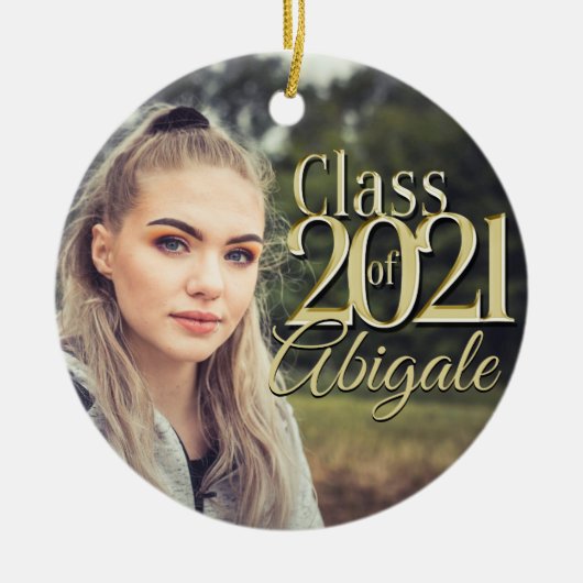 Gold Class of 2021 Afstuderen Photo Keramisch Ornament (Voorkant)