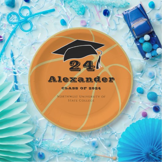 Gold Class of 2022 Basketball Ball Afstuderen Papieren Bordje (Feest)