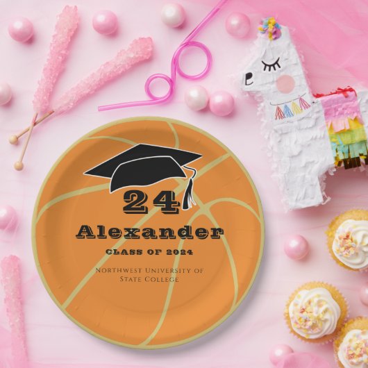 Gold Class of 2022 Basketball Ball Afstuderen Papieren Bordje (Feest)