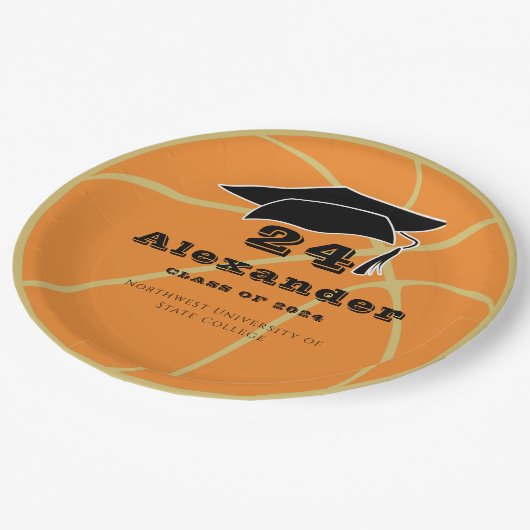 Gold Class of 2022 Basketball Ball Afstuderen Papieren Bordje (Gekanteld)