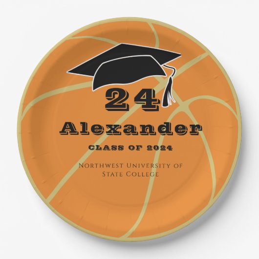 Gold Class of 2022 Basketball Ball Afstuderen Papieren Bordje (Voorkant)