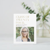 Gold Class of 2022 Modern Minimalist Afstuderen Briefkaart (Staand voorkant)