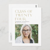 Gold Class of 2022 Modern Minimalist Afstuderen Briefkaart (Voorkant / Achterkant)