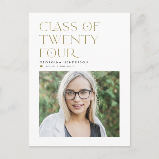 Gold Class of 2022 Modern Minimalist Afstuderen Briefkaart (Voorkant)