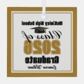 Gold Class of 2026 Graduation Custom Christmas Glas Ornament (Achterkant)