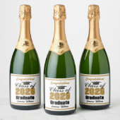 Gold Class of 2026 Graduation Party Custom Sparkling Wijnetiket (Flessen)