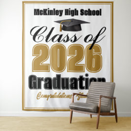 Gold Class of 2026 Graduation Party Photo Booth Wandkleed