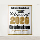 Gold Class of 2026 Graduation Party Photo Booth Wandkleed (Voorkant)