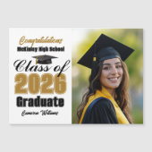 Gold Class of 2026 Graduation Photo Magnet Card (Voorkant)