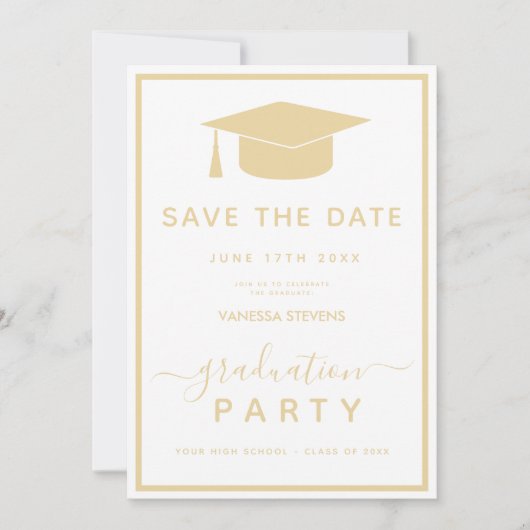 Gold Classic Afstuderen Bewaar de datum Save The Date (Voorkant)
