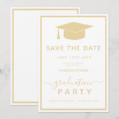 Gold Classic Afstuderen Bewaar de datum Save The Date (Voorkant / Achterkant)