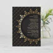 Gold Classic Afstuderen Invitation Kaart (Staand voorkant)