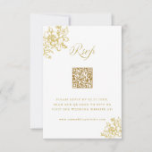 Gold Classic Bloom Garden Wedding QR-code RSVP Kaartje (Voorkant)