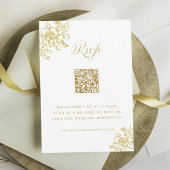 Gold Classic Bloom Garden Wedding QR-code RSVP Kaartje
