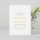 Gold Classic Elegance Script Monogram Weddenschap Folie Uitnodiging (Staand Voorkant)