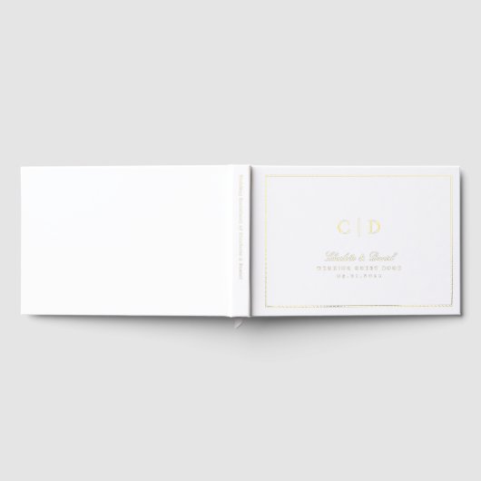 Gold Classic Elegance Script Monogram Wedding Gues Gastenboek (Volledig)