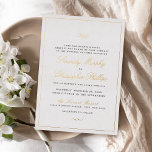 Gold Classic Elegance Script Simple Wedding Folie Uitnodiging<br><div class="desc">Deze elegante trouwuitnodiging bevat een zwart klassiek script en echte folie gouden dunne lijsten en paar namen,  eenvoudig en stijlvol,  geweldig voor klassieke bruiloft,  vintage bruiloft,  formeel huwelijk. Alle overeenkomende stukken in collectie bekijken</div>