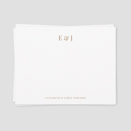 Gold Classic Elegant Couple Initialen op maat Notitiekaartje