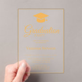 Gold Classic Graduation Cap Party Acryl Uitnodigingen (Insitu (Draagbaar))