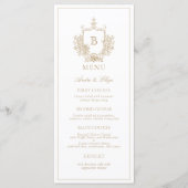 Gold Classic Luxe Crest Monogram Trouwmenu Menu (Voorkant)