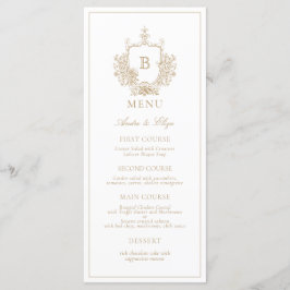 Gold Classic Luxe Crest Monogram Trouwmenu Menu
