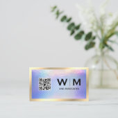 Gold Classic Monogram | Iridescent Folie Visitekaartje (Staand voorkant)