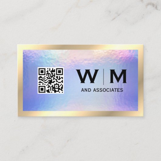 Gold Classic Monogram | Iridescent Folie Visitekaartje (Voorkant)
