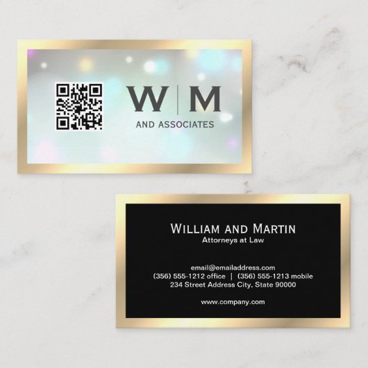 Gold Classic Monogram | QR CODE Business Visitekaartje (Voorkant / Achterkant)
