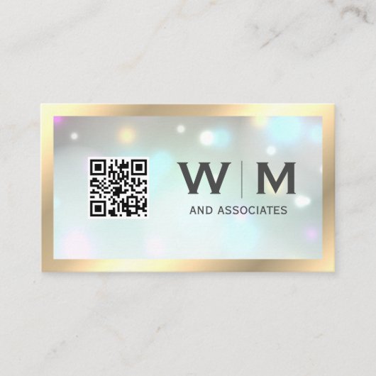 Gold Classic Monogram | QR CODE Business Visitekaartje (Voorkant)