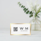 Gold Classic Monogram | QR-CODE Visitekaartje (Staand voorkant)