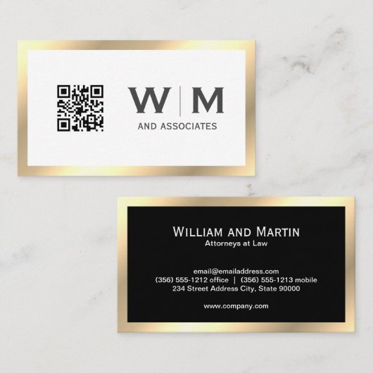 Gold Classic Monogram | QR-CODE Visitekaartje (Voorkant / Achterkant)