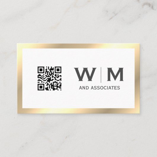Gold Classic Monogram | QR-CODE Visitekaartje (Voorkant)