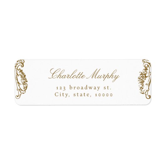 Gold Classic Script retouradres Etiket (Voorkant)