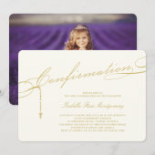 Gold Classic Script Rosary-bevestiging Religieuze Kaart (Voorkant / Achterkant)