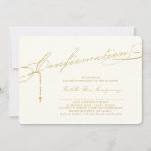Gold Classic Script Rosary-bevestiging Religieuze Kaart (Voorkant)