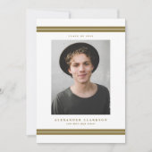 Gold Classic Stripes Modern Photo Afstuderen Aankondiging (Voorkant)