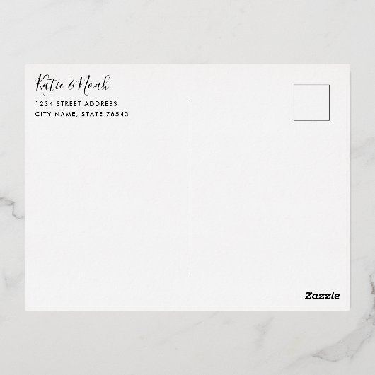 Gold Classic Weddenfoto Flat Hartelijk dank Briefk Folie Uitnodiging Briefkaart (Achterkant)