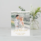 Gold Classic Wedding Photo Announding Briefkaart (Staand Voorkant)