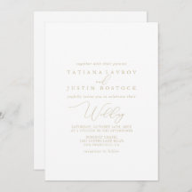 Gold Classy Chic Minimalist Front & Back Wedding