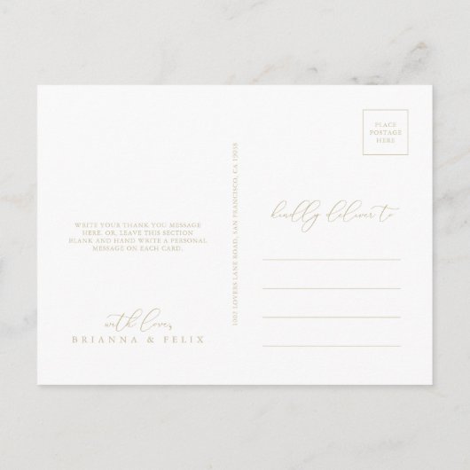 Gold Classy Chic Minimalist Hartelijk dank Briefka Briefkaart (Achterkant)