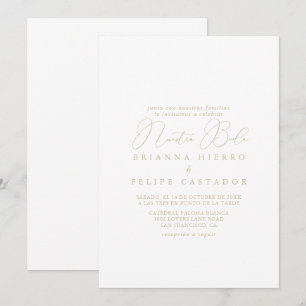 Gold Classy Chic Minimalist Nuestra Boda Wedding Kaart