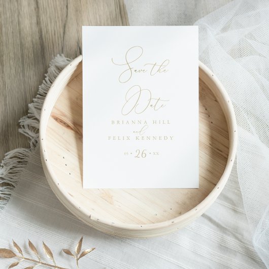Gold Classy Chic Minimalist Save the Date Briefkaa Briefkaart