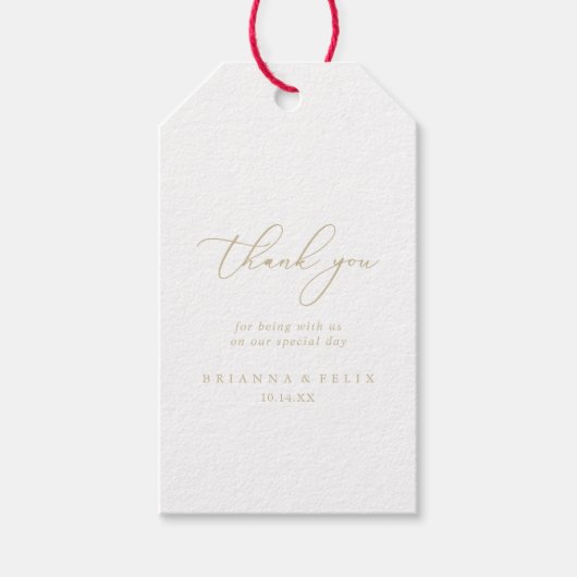 Gold Classy Chic Minimalist Weddenschap Hartelijk  Cadeaulabel (Voorkant)