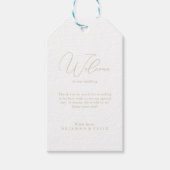 Gold Classy Chic Minimalist Weddenschap Welkom Cadeaulabel (Voorkant)