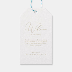 Gold Classy Chic Minimalist Weddenschap Welkom Cadeaulabel