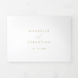 Gold Classy Chic Minimalist Wedding Drieluik Uitnodiging