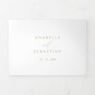 Gold Classy Chic Minimalist Wedding Drieluik Uitnodiging